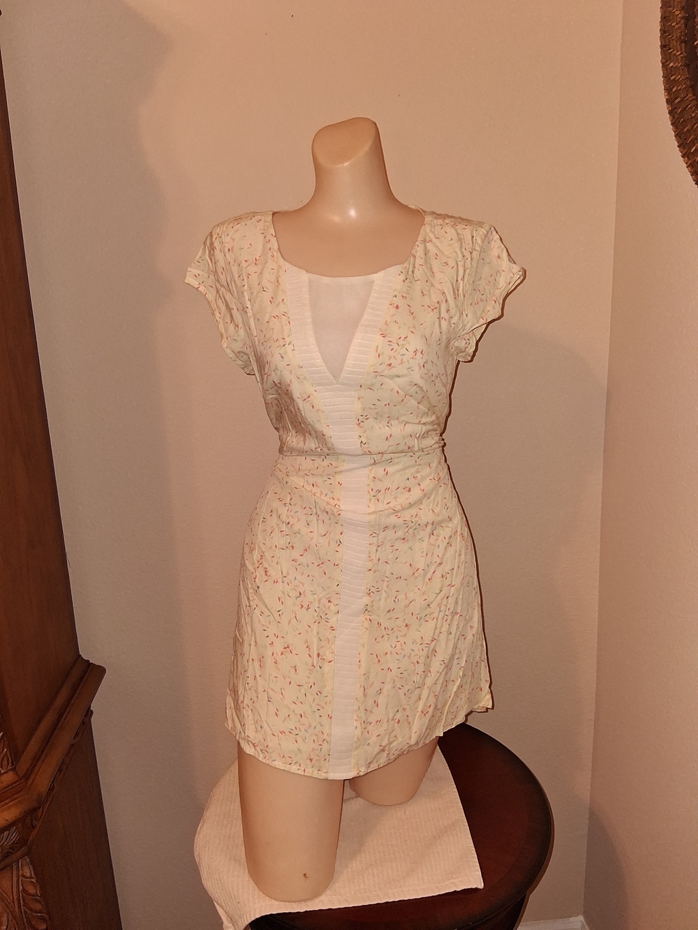Forever 21 Cream Mini Dress with Subtle Multicolor Speckle